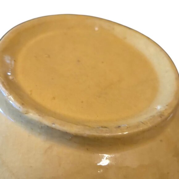 Vintage Yellow Ware Mixing Bowl 3 White Bands Stripes Farmhouse AS IS - Picture 16 of 16